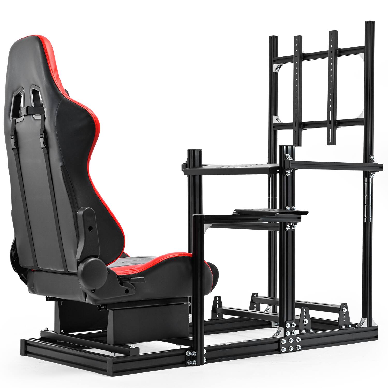 Front. Dardoo - Dardoo - Racing Simulator Cockpit with Red Seat and Monitor Stand Fit for Logitech - Red & Black.
