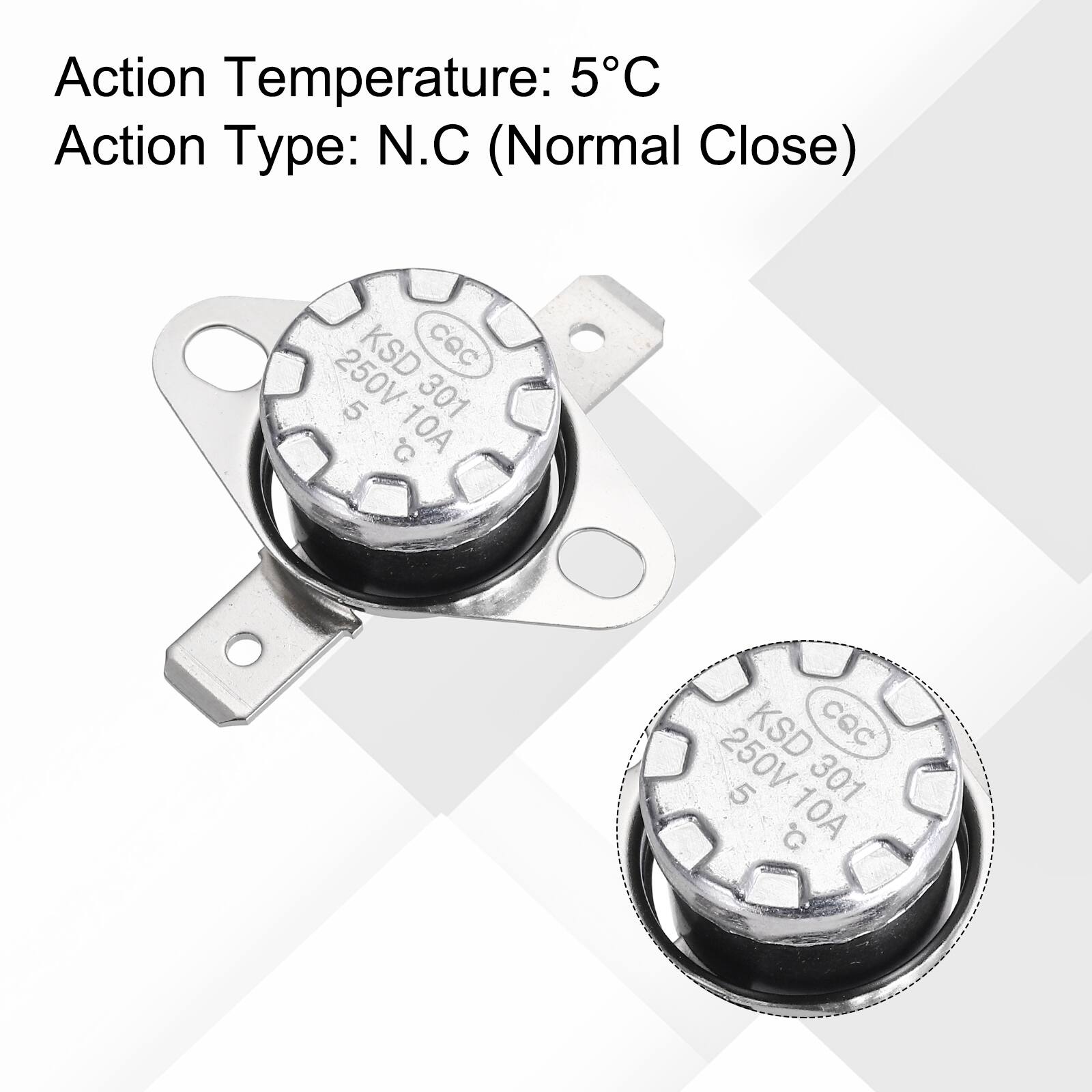 Action Temperature: 5°C  
Action Type: N.C (Normal Close)  
KSD CQC 250V 5 301 10A