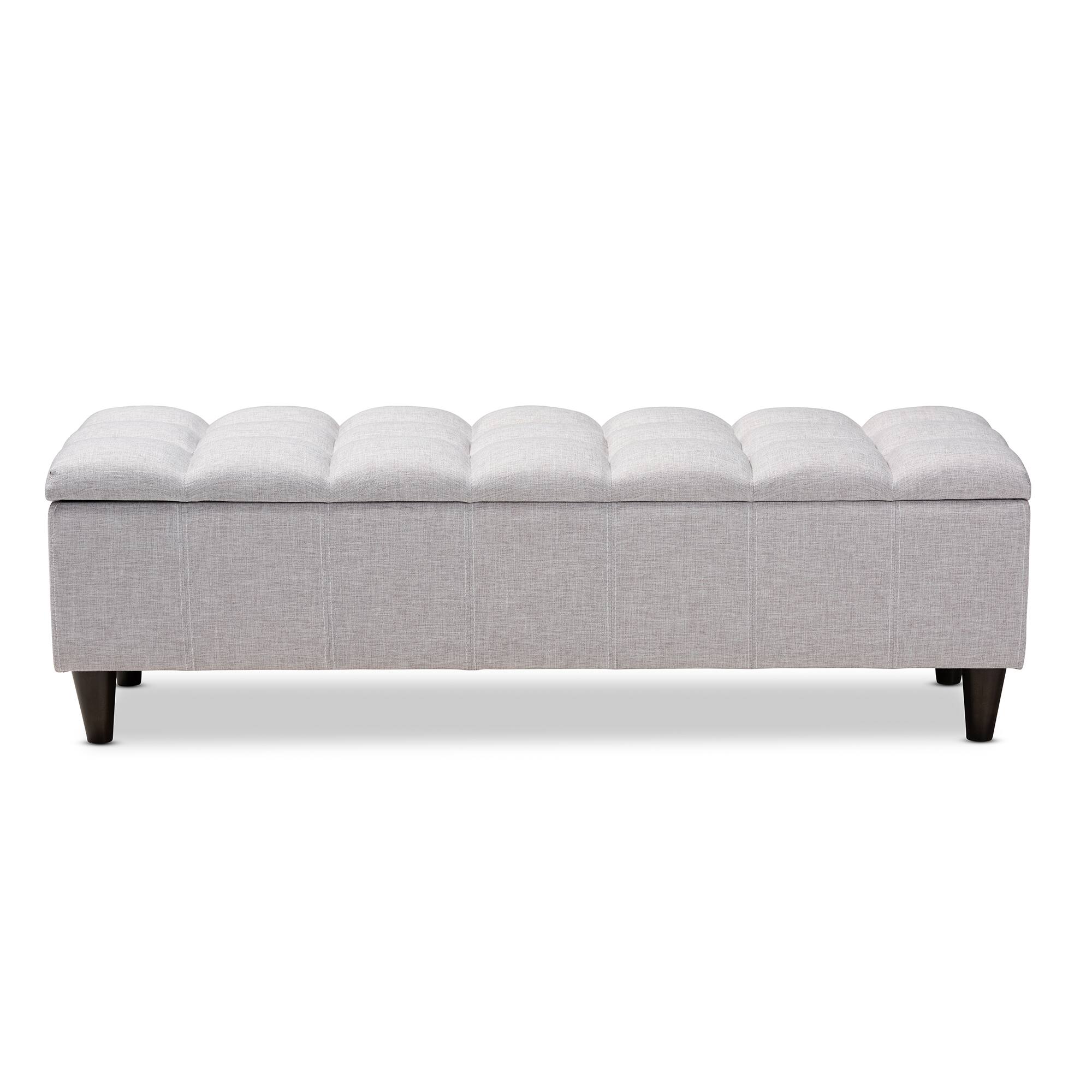 Left. Baxton Studio - Brette Mid-Century Modern Fabric Upholstered Finished Wood Storage Bench Ottoman - Grayish Beige.