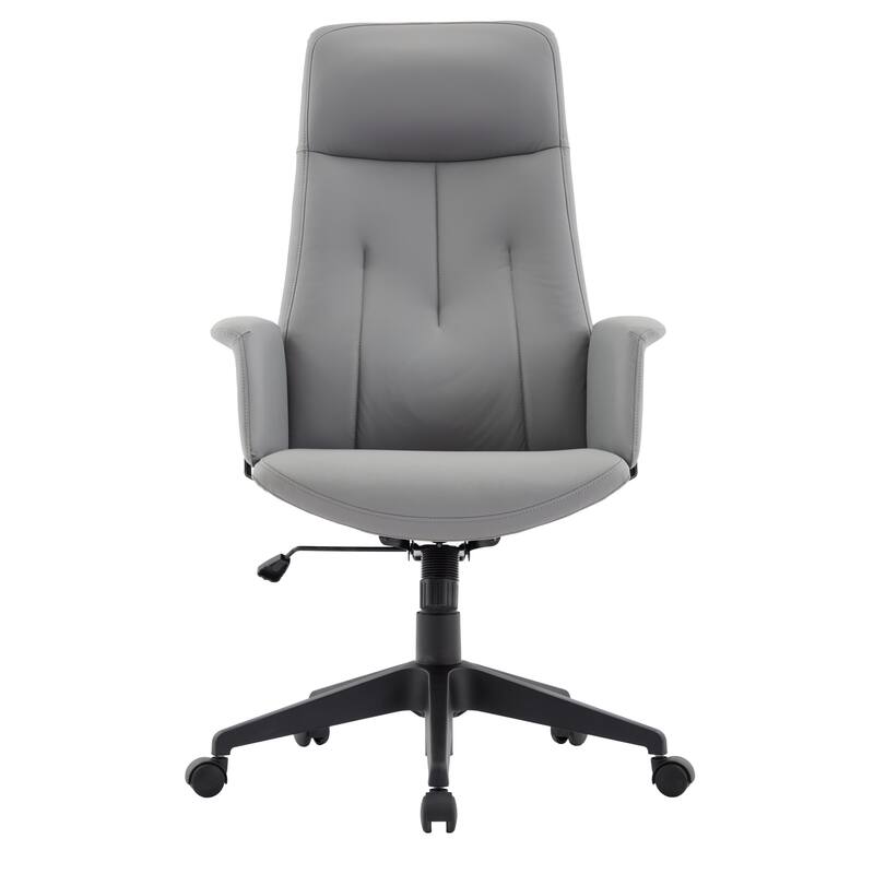 Alt View 2. LeisureMod - Inifini High Back Office Chair Ergonomic PU Leather Lumbar Support Foam Cushion Iron Frame - Grey.