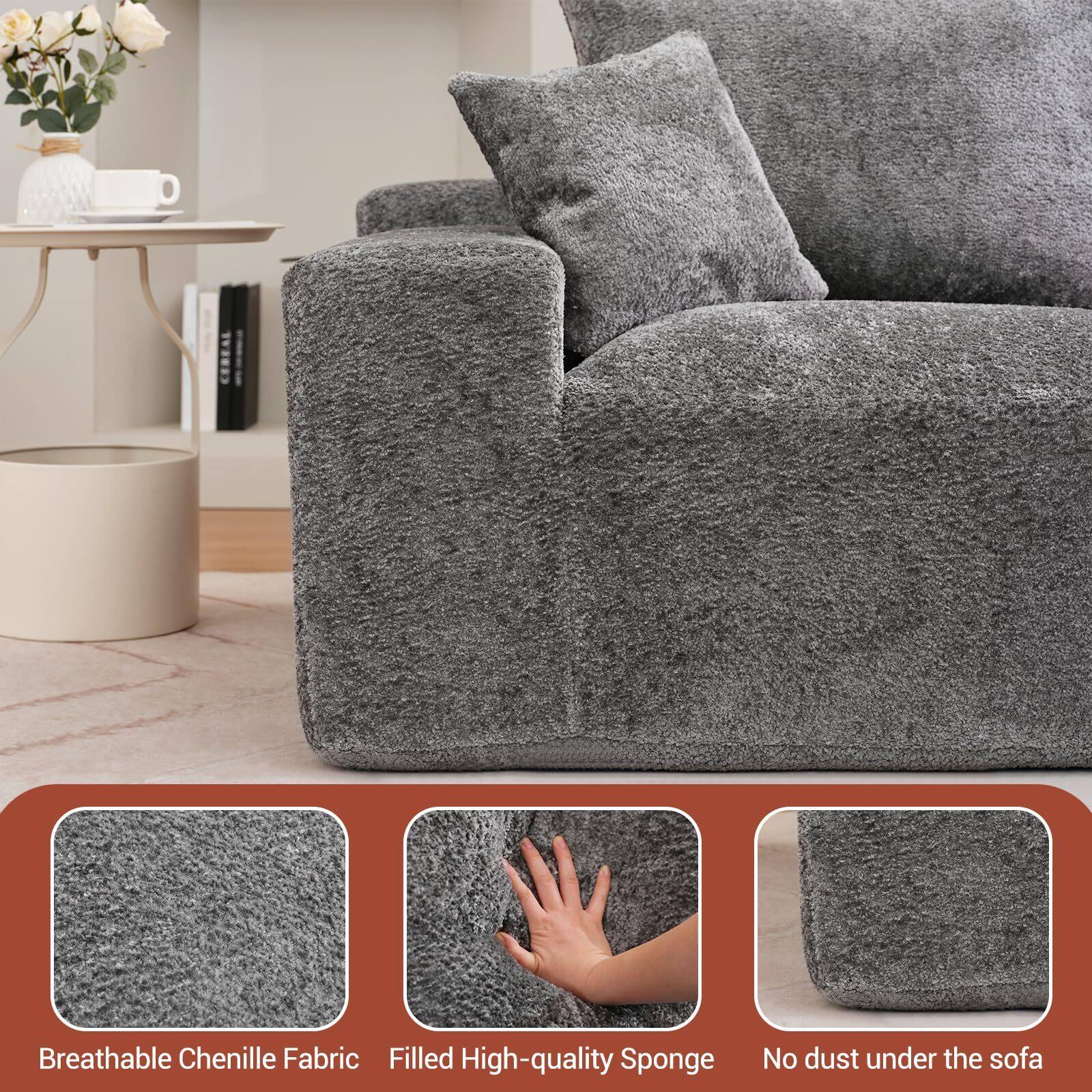 Breathable Chenille Fabric  
Filled High-quality Sponge  
No dust under the sofa