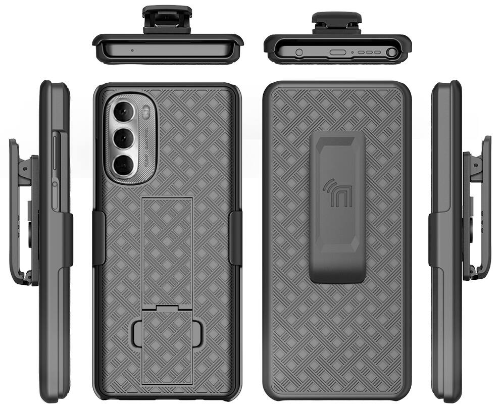 Alt View 9. Nakedcellphone - Case with Stand and Belt Clip Holster for Motorola Moto G Stylus 5G (2022) - Black.