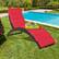 Alt View 3. Costway - Folding Patio Rattan Lounge Chair Chaise Cushioned Portable Garden Lawn - Red.