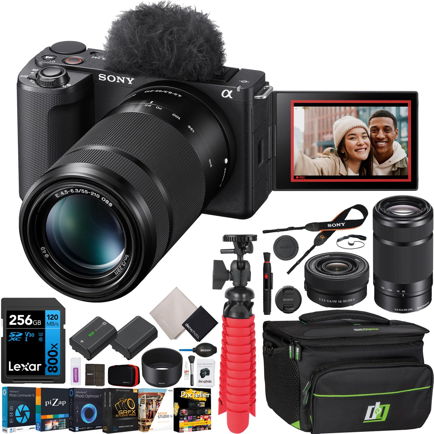 Sony ZV E10 II Mirrorless Camera Black + 16 50mm & 55 210mm