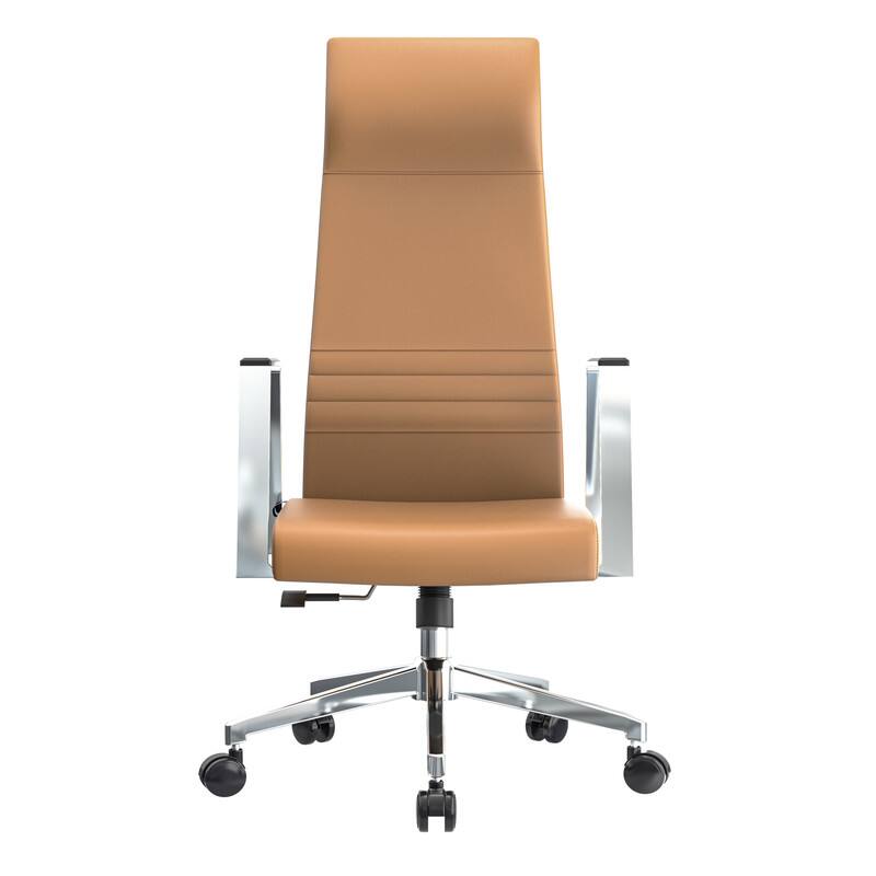Alt View 1. LeisureMod - Aleen Ergonomic Office Desk Chair with PU Leather, Foam Padding, Adjustable Tilt, Height, and Swivel - Acorn Brown.