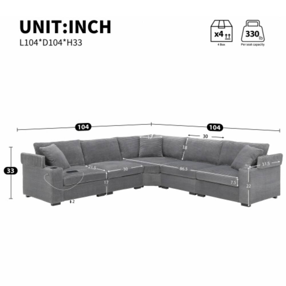 UNIT: INCH  
L104*D104*H33  
x4 11  
330 lb  
Per seat capacity  
104  
30  
18  
33  
21.5  
DE  
86.5  
31.5  
17  
75  
22