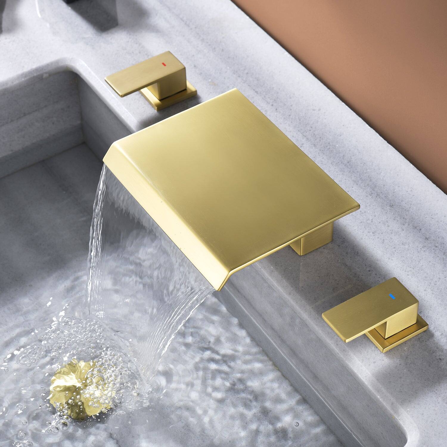Alt View 3. Boyel Living - Brushed Gold Faucet SUS304 Waterfall Spout cUPC Quick Connect Temporary Shelf - Brushed Gold.