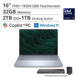 Dell - 16 Plus Laptop (Ultra 9-288V, 32GB, 2TB PCIe SSD, 16.0 Touch WUXGA (1920x1200), Intel Arc, Win 11 Home) - Blue