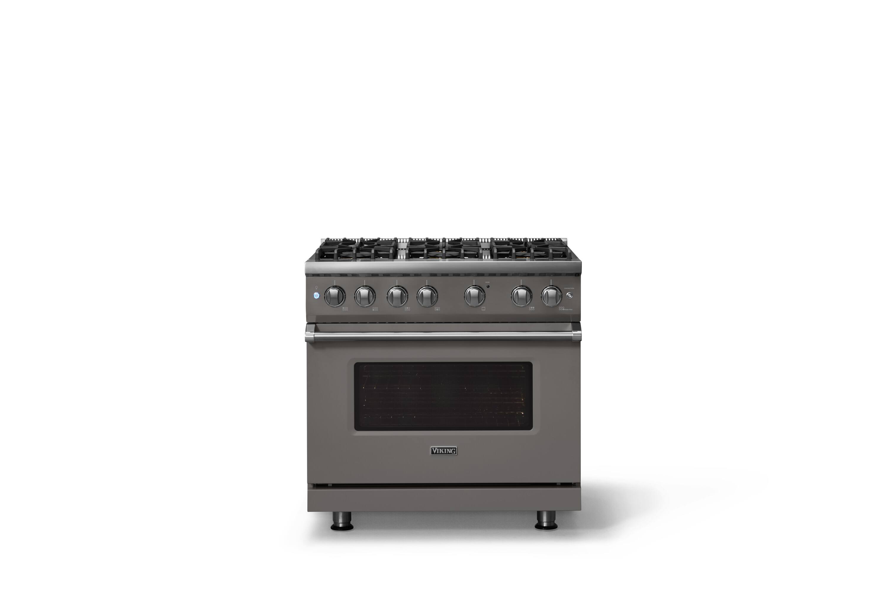 Alt View 1. Viking - Pro 5 Series 5.1 Cu. Ft. Freestanding Sealed 6 Burner Liquid Propane Gas Convection Range - Damascus Gray - Damascus Gray.