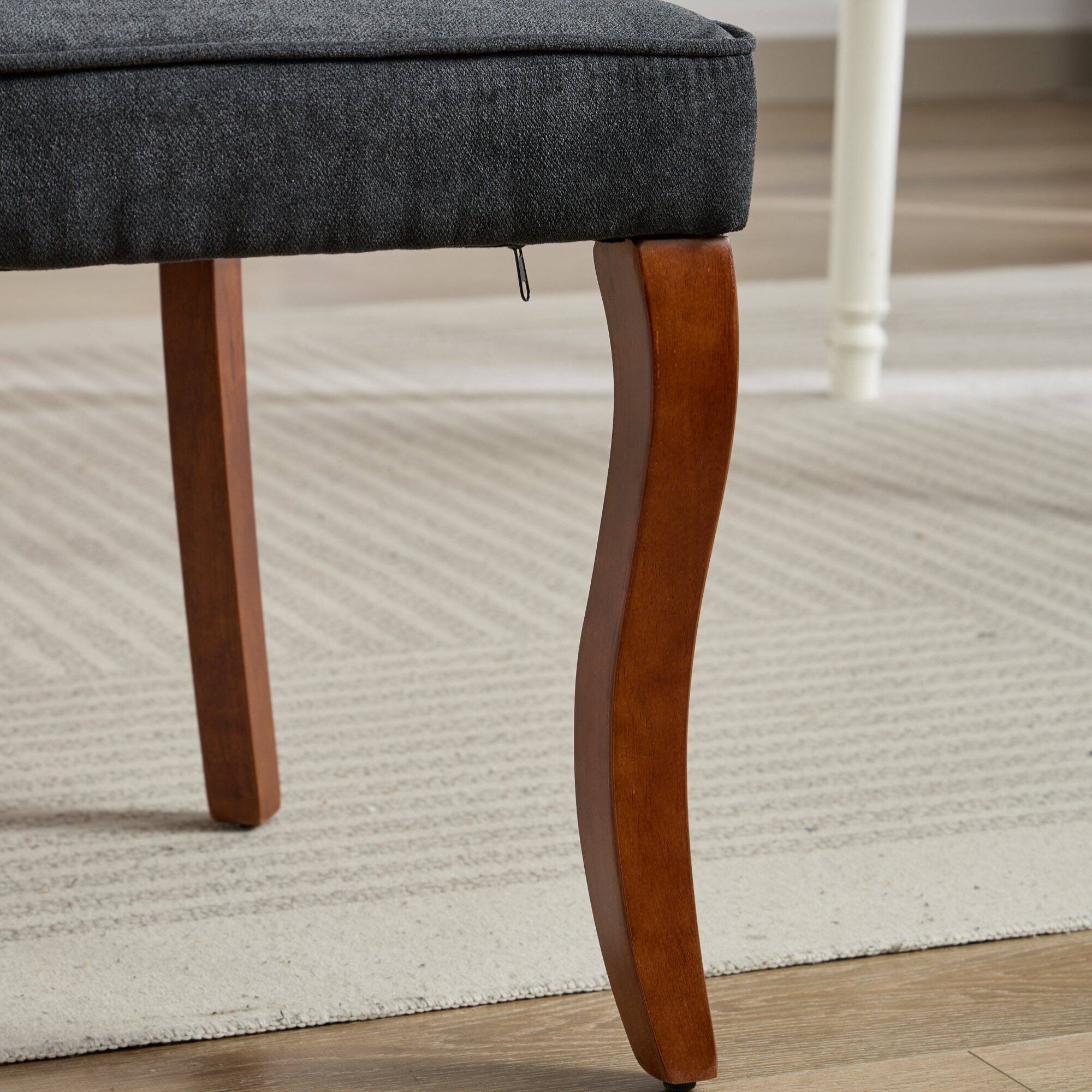 Alt View 9. GOODSILO - Elegant Upholstered Dining Chairs Set with High Backrest and Solid Wood Legs for Comfortable Seating - Black.