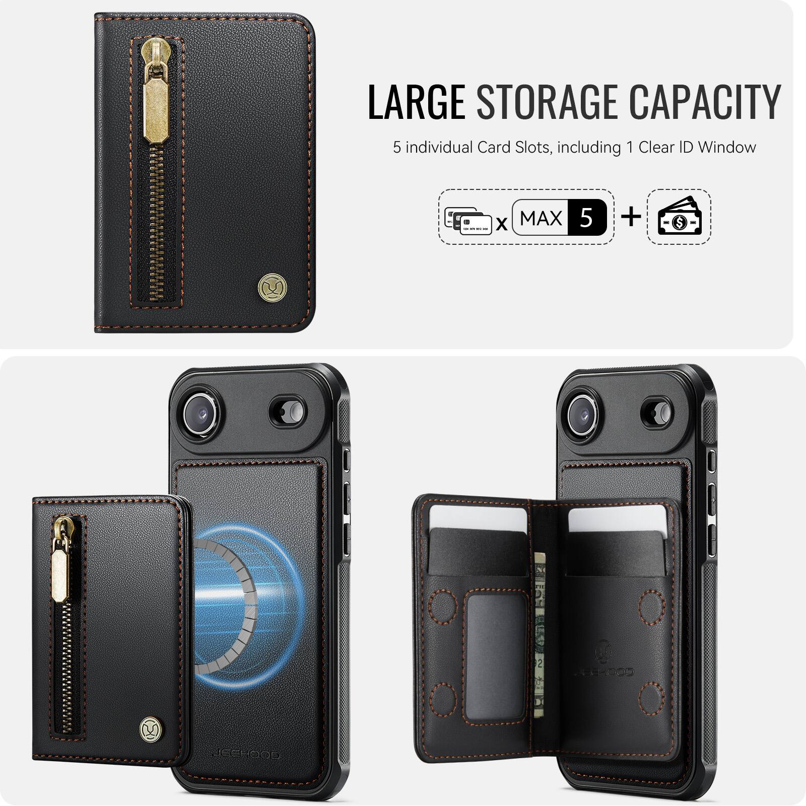 LARGE STORAGE CAPACITY  
5 individual Card Slots, including 1 Clear ID Window  
MAX 5 + 2