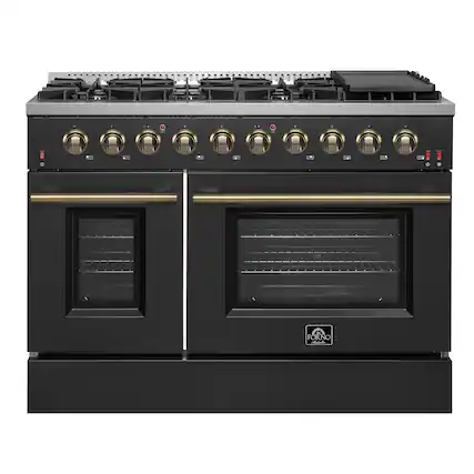 Front. Forno Appliances - Galiano 6.58 Cu. Ft. Freestanding Gas Range with Convection Oven - Black.