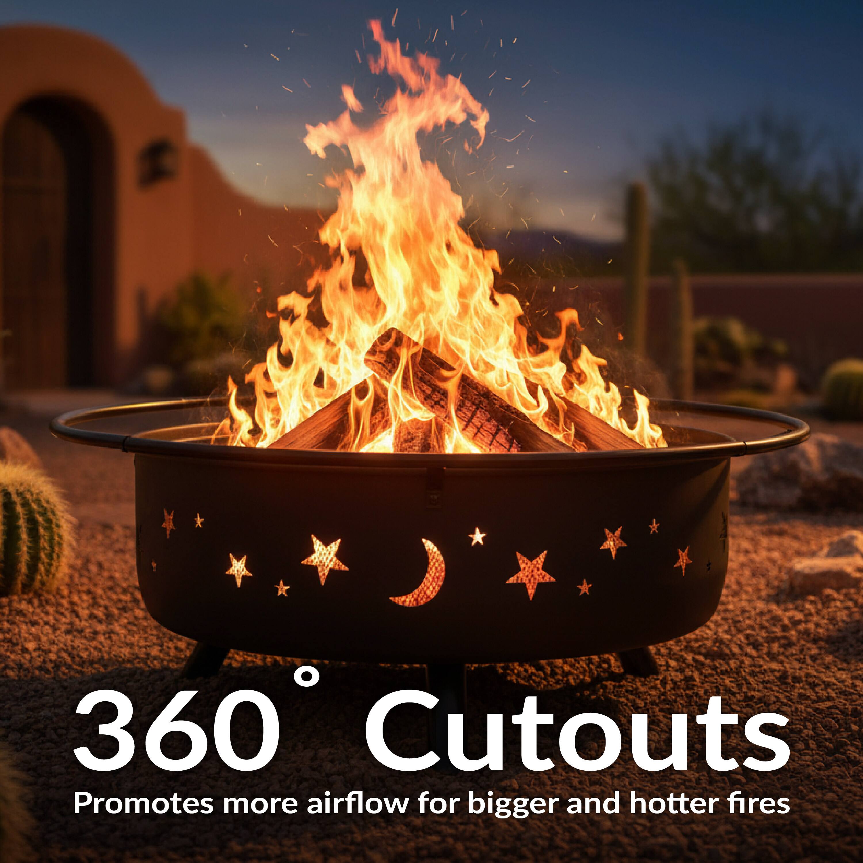 360° Cutouts  
Promotes more airflow for bigger and hotter fires