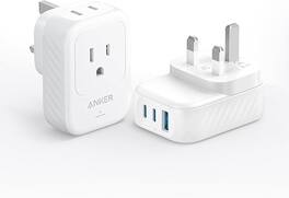 Anker - (2Pack) USA International Plug Adapter - White