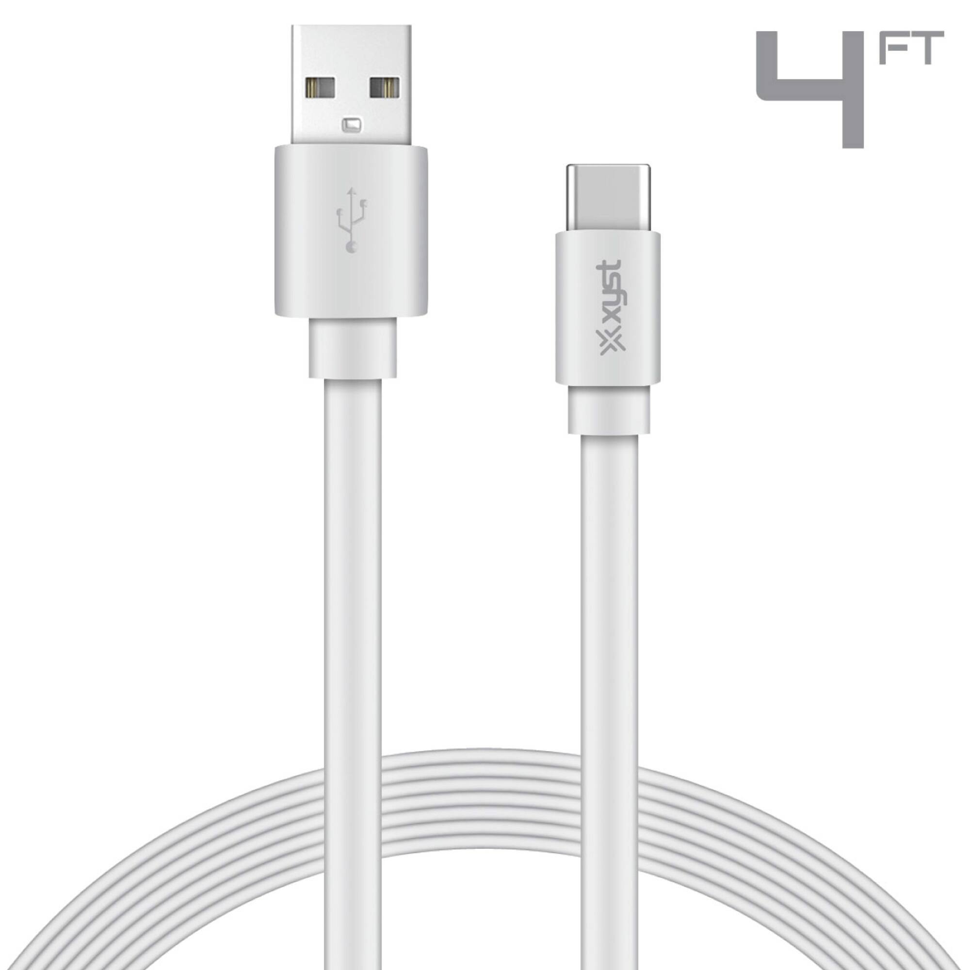 Alt View 5. Xyst - Charge and Sync USB to USB-C Flat Cable 4Ft - White.