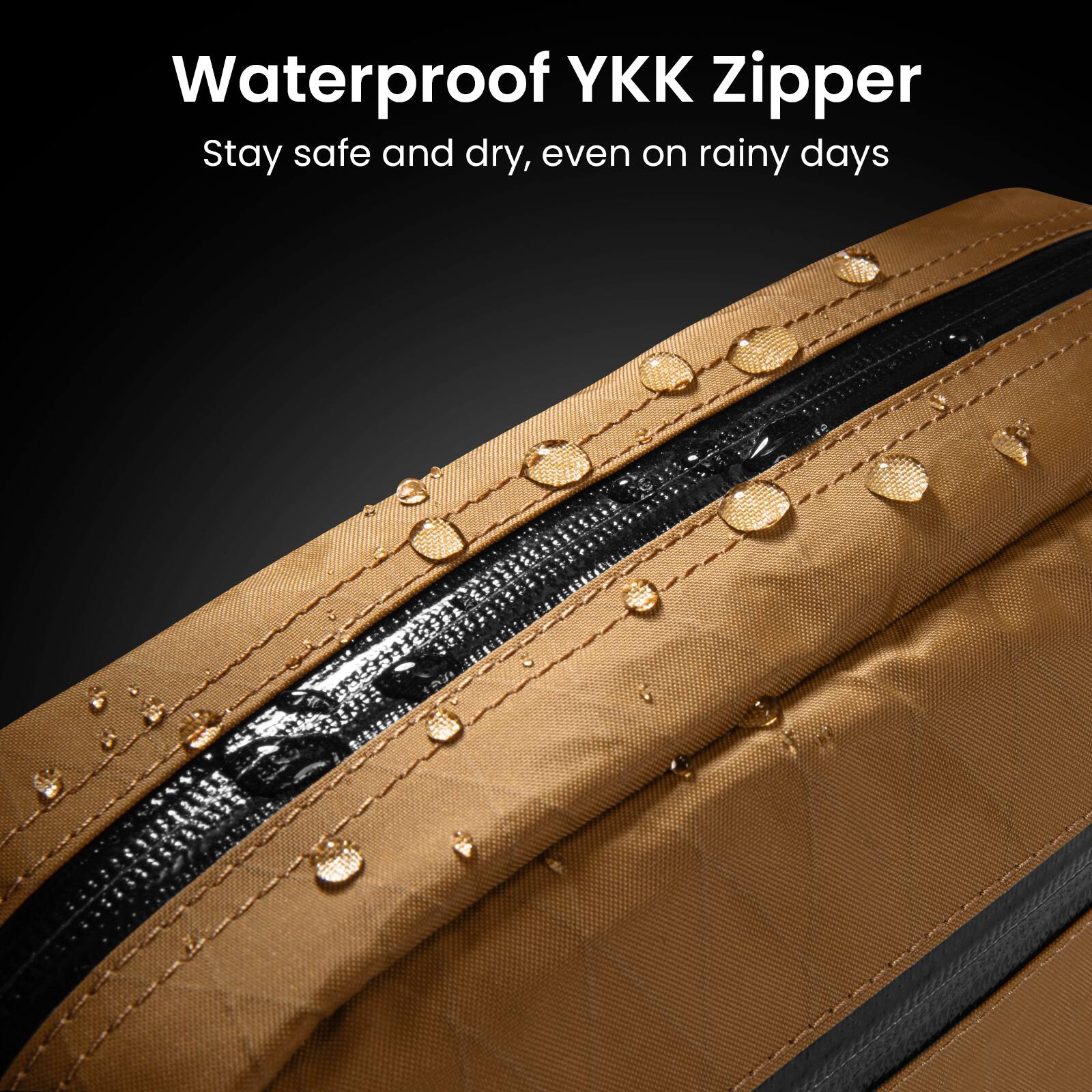 Waterproof YKK Zipper  
Stay safe and dry, even on rainy days