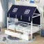 Alt View 2. Costway - Twin House Bed Solid Wood Playhouse Bed Low Loft Bed with Tent 2 Storage Drawers - White.