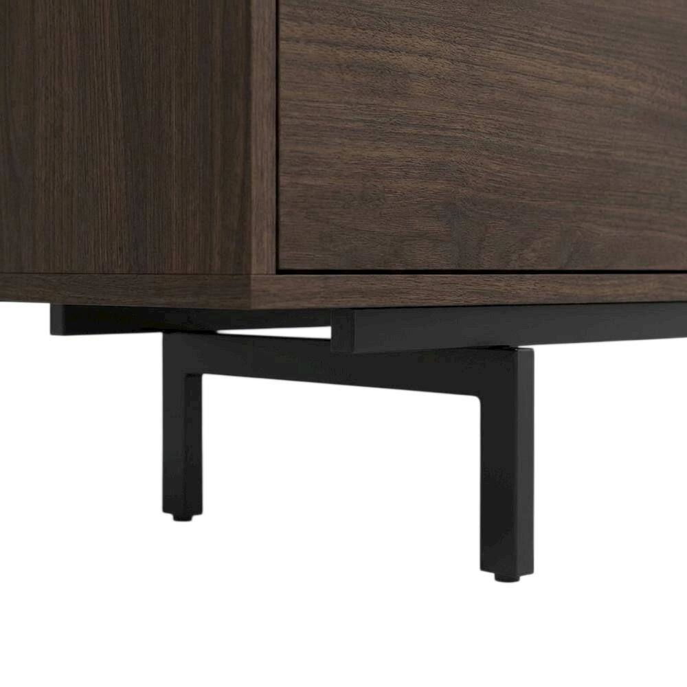 Alt View 2. FurniFact - Walnut Finish Modern TV Console with 3 Doors in Engineered Wood - Brown.