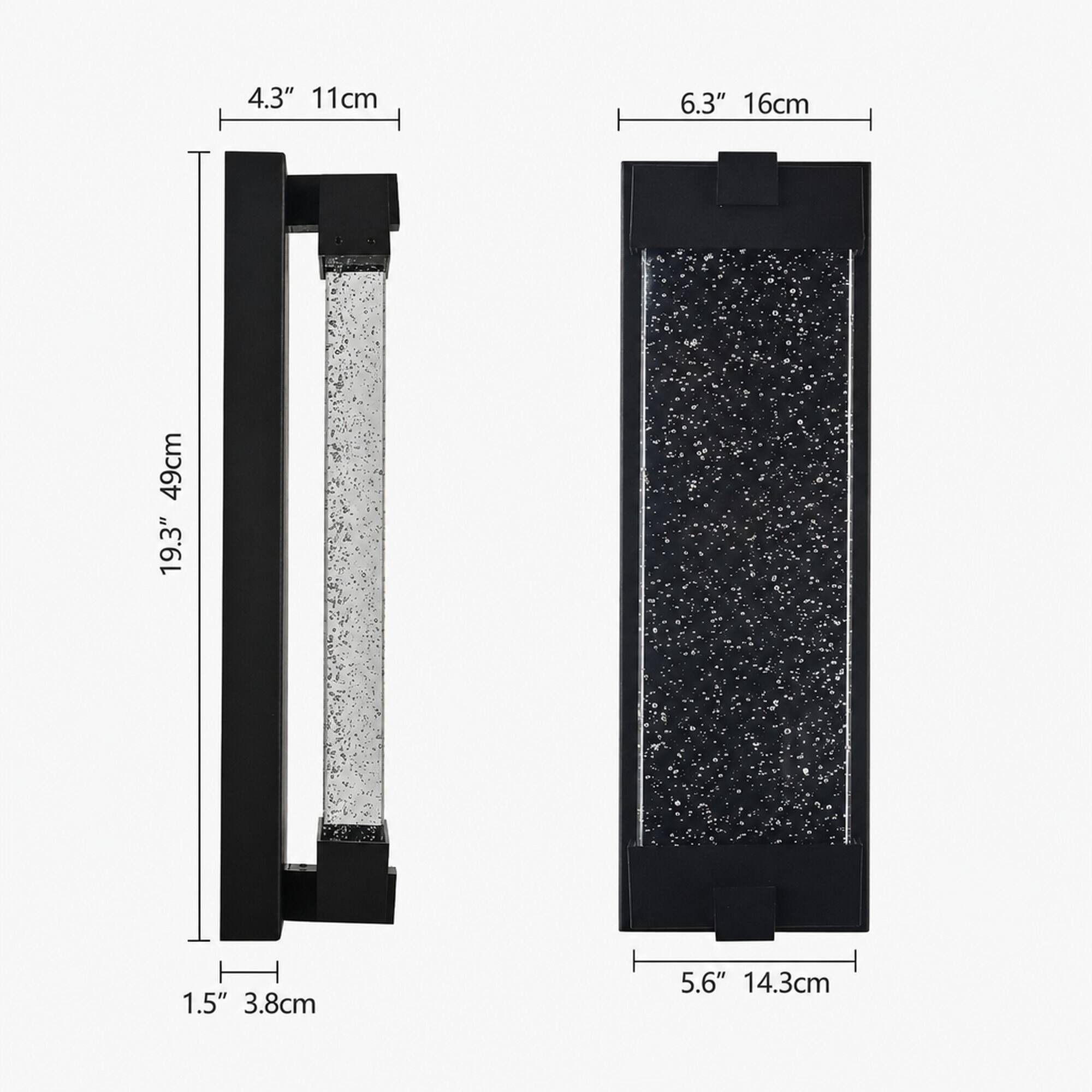 4.3" 11cm  
6.3" 16cm  
49cm 19.3"  
1.5" 3.8cm  
5.6" 14.3cm