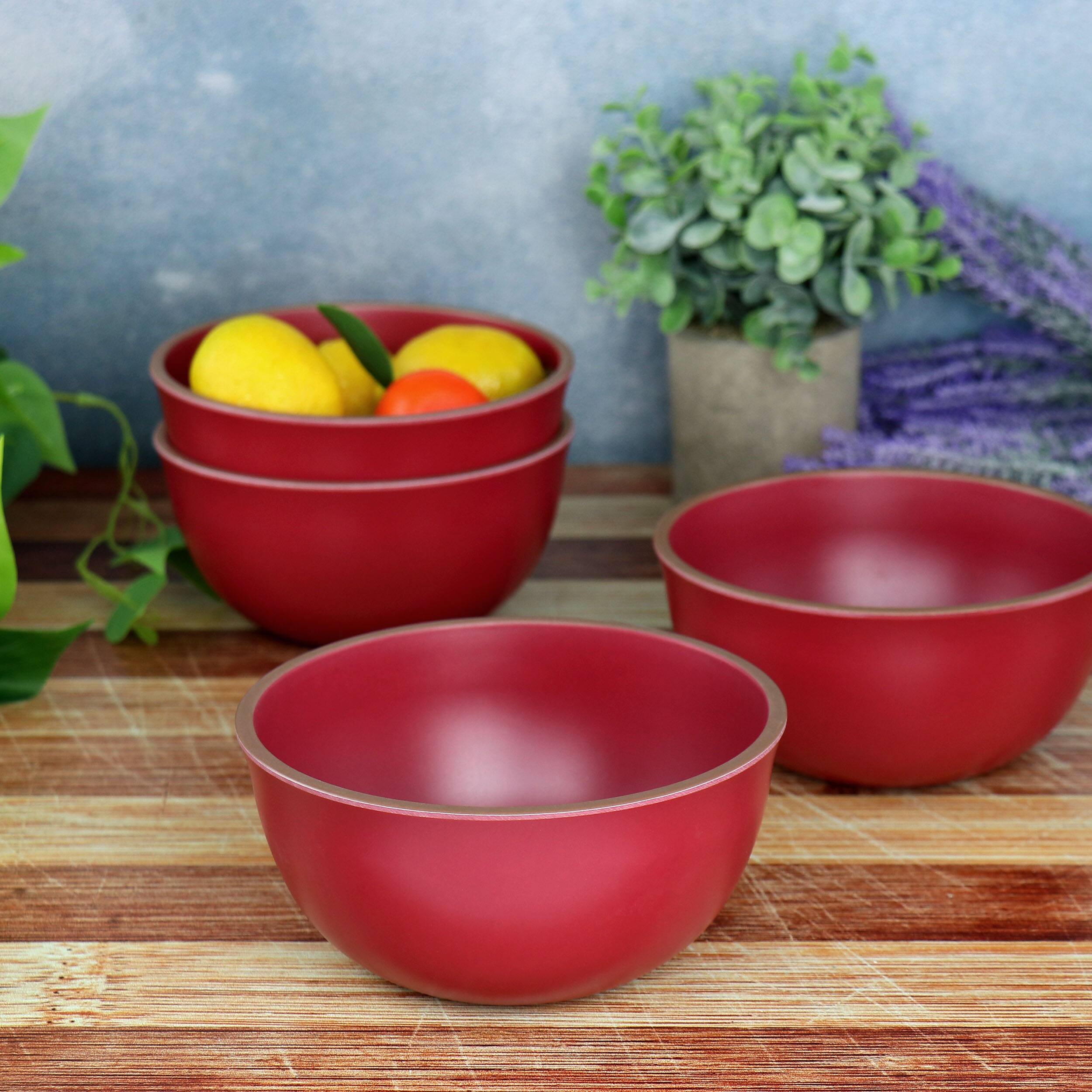 Alt View 6. Gibson - Gibson Home Rockabye 4 Piece Melamine Cereal Bowl Set in Dark Pink - Pink.