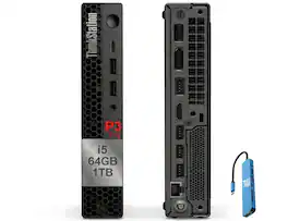 Lenovo - Upgraded - ThinkStation Desktop Mini PC P3 Tiny Workstation - Intel Core i5-14500 with 64GB Memory - 1TB SSD - WIFI - Win 11Pro