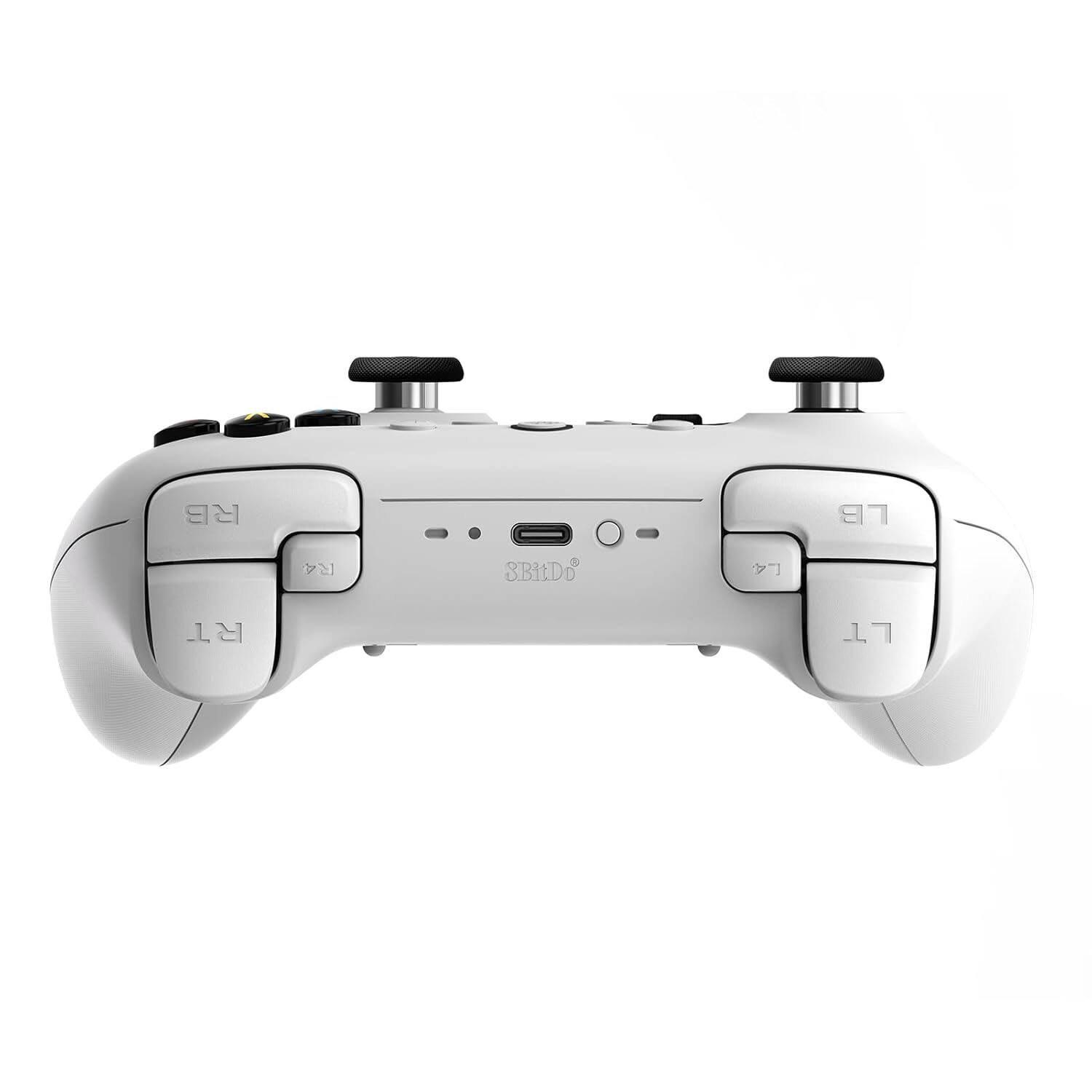 Back. 8BitDo - 8BitDo Ultimate 2 Wireless Controller with Hall Effect Triggers, TMR Joysticks and Integrated Charging Dock - White - - White.