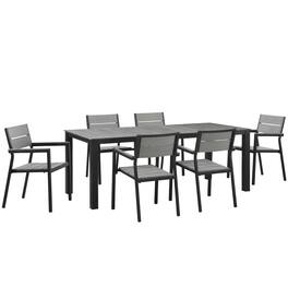 Modway - Maine 7-Piece Outdoor Patio Dining Set - Brown Gray