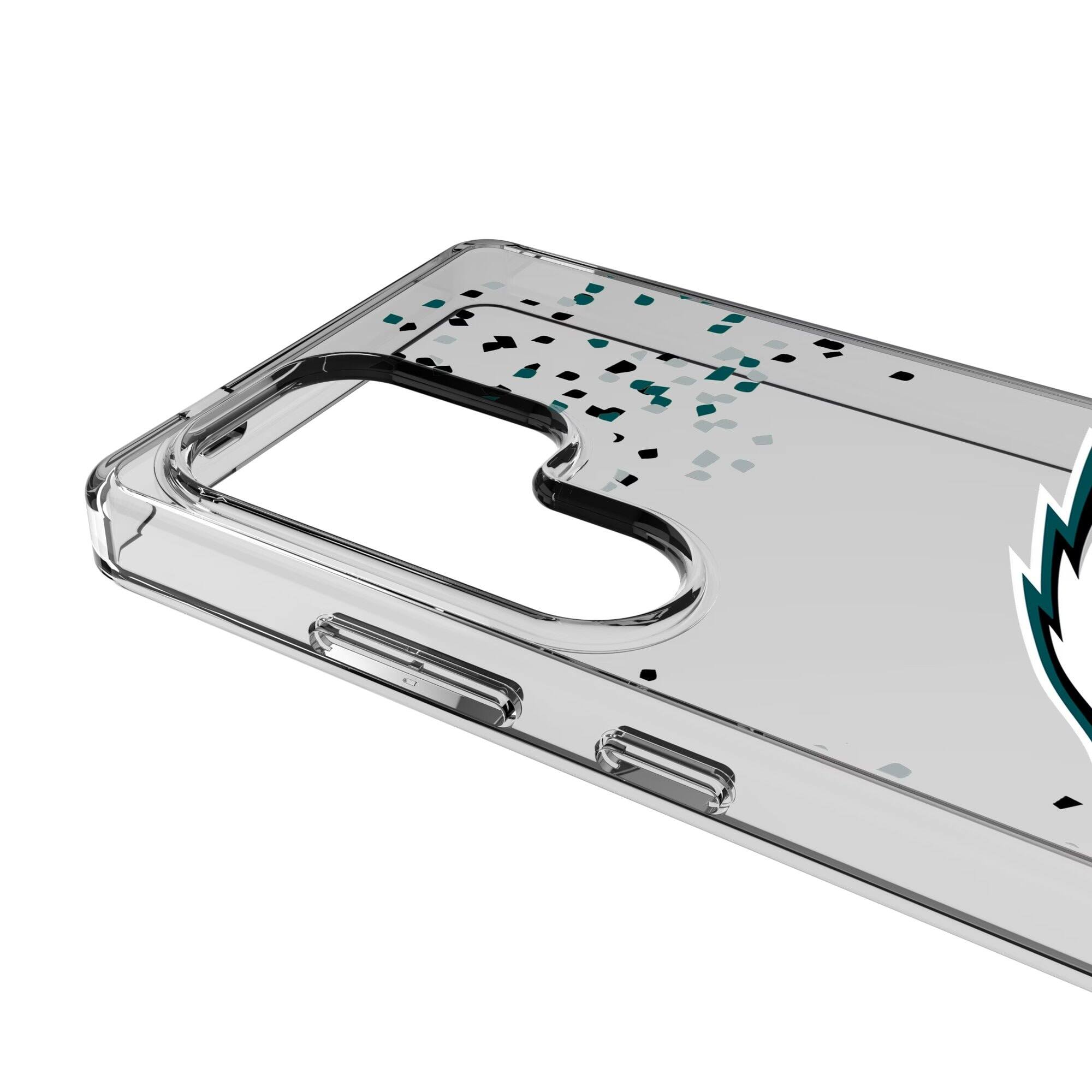 Alt View 2. Keyscaper - Philadelphia Eagles Galaxy Clear Case with Confetti Design - S22 - Multicolor.