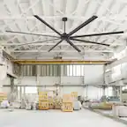 Front. Breezary - 120-Inch 12ft HVLS Industrial Ceiling Fan, Permanent Magnet Motor, Aluminum Blades, Powerful High Airflow Commercial Fan - 120-inch Black (8-Blade).