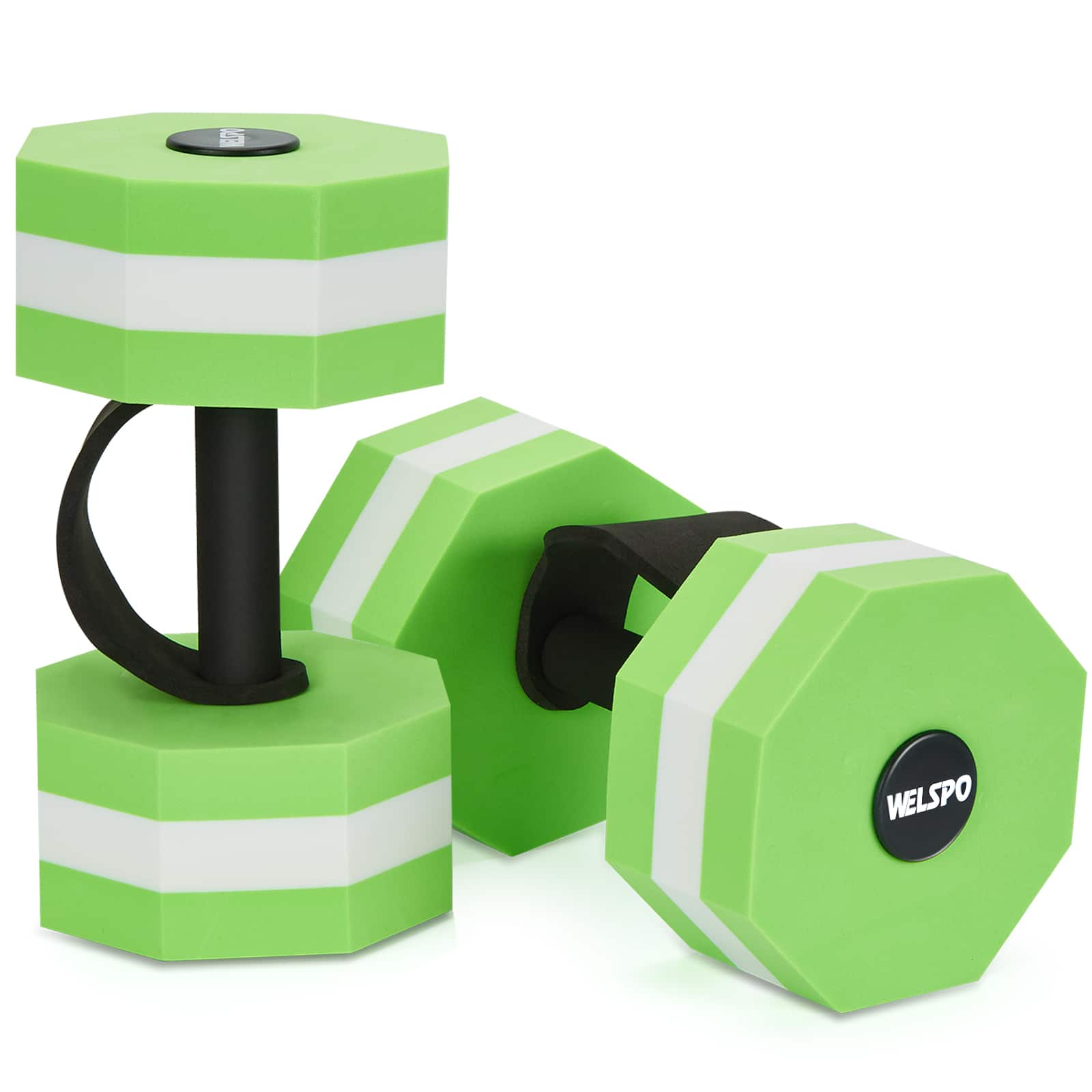 WELSPO - EVA Foam Water Dumbbells for Pool Exercise (1 Pair) - Green