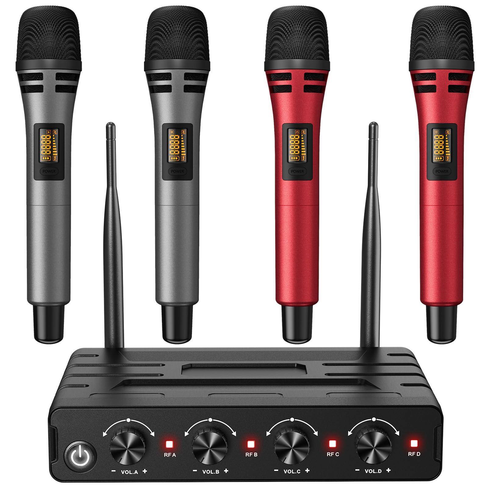 4 Handheld Mics Grey&Red