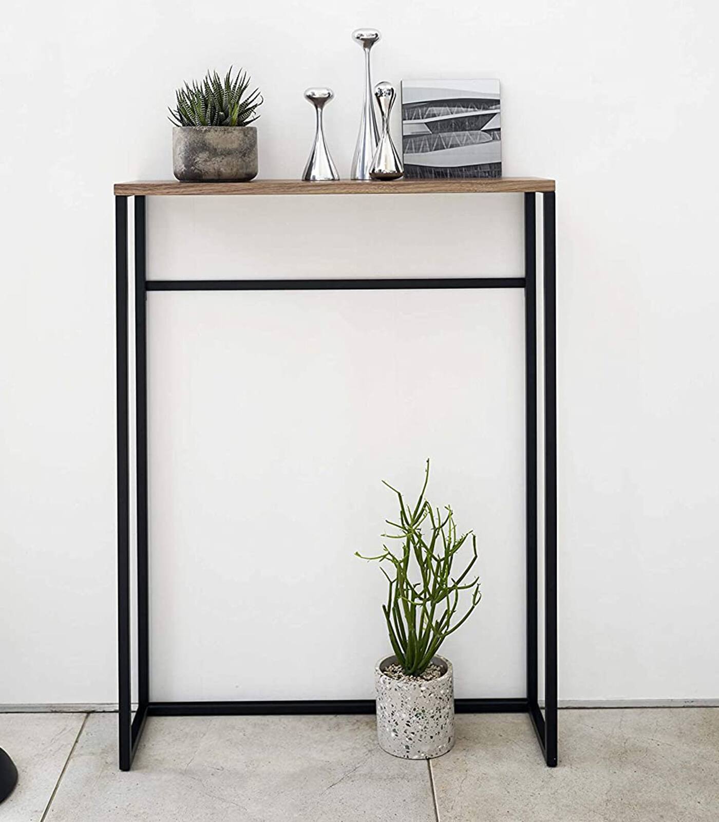Angle. Yamazaki Home - Narrow Entryway Console Table (32" H)  - Steel - Black.