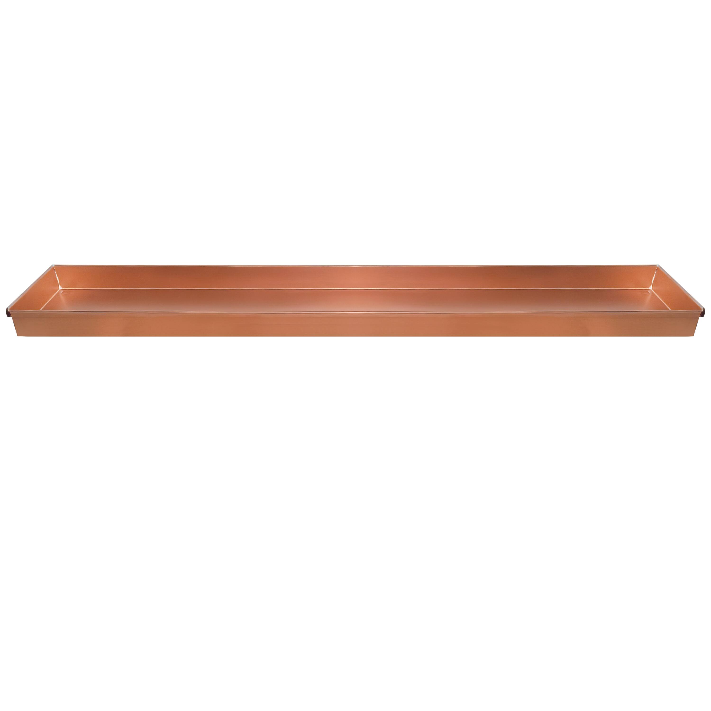 Alt View 1. Manhattan Lane - 29 Inch Rectangular Metal Windowsill Planter Tray, Trim Edges, Large - Copper.