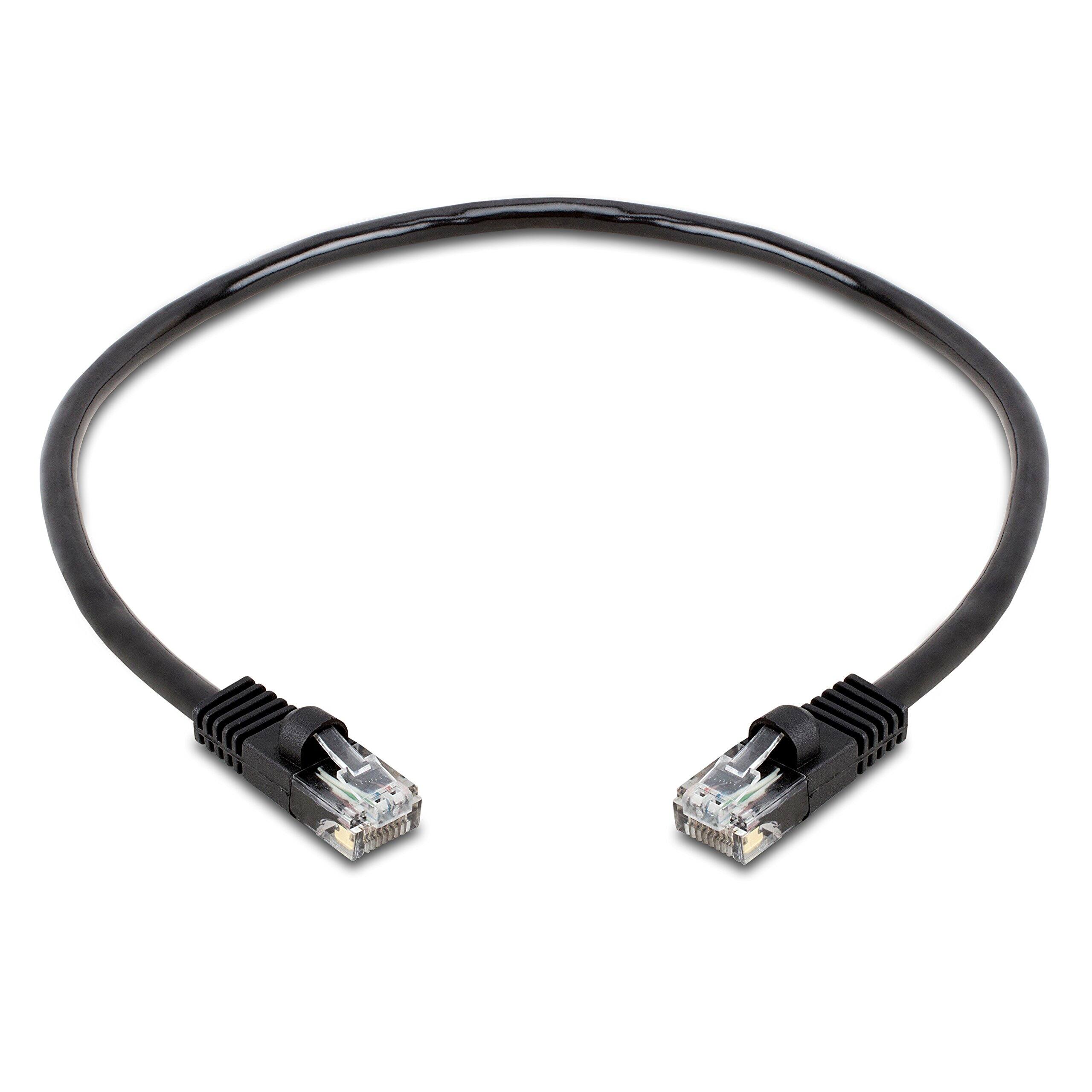 Angle. Cmple.com - Cmple - 10 Pack Cat5e Ethernet Cable 1.5ft Internet Cables, RJ45 Connectors 1Gbps LAN Patch Cord 350Mhz Wire - Black - Black.