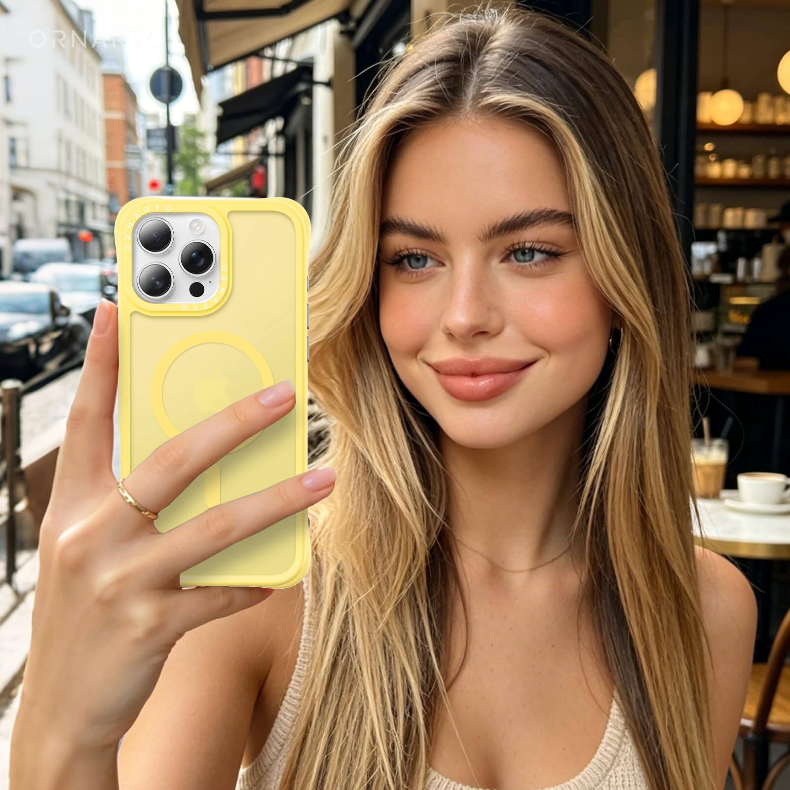 Alt View 4. Ornarto - ORNARTO Magnetic for iPhone 16 Pro Case 6.3", Compatible with MagSafe | Slim Translucent Matte Cover-Light Yellow - Light Yellow.