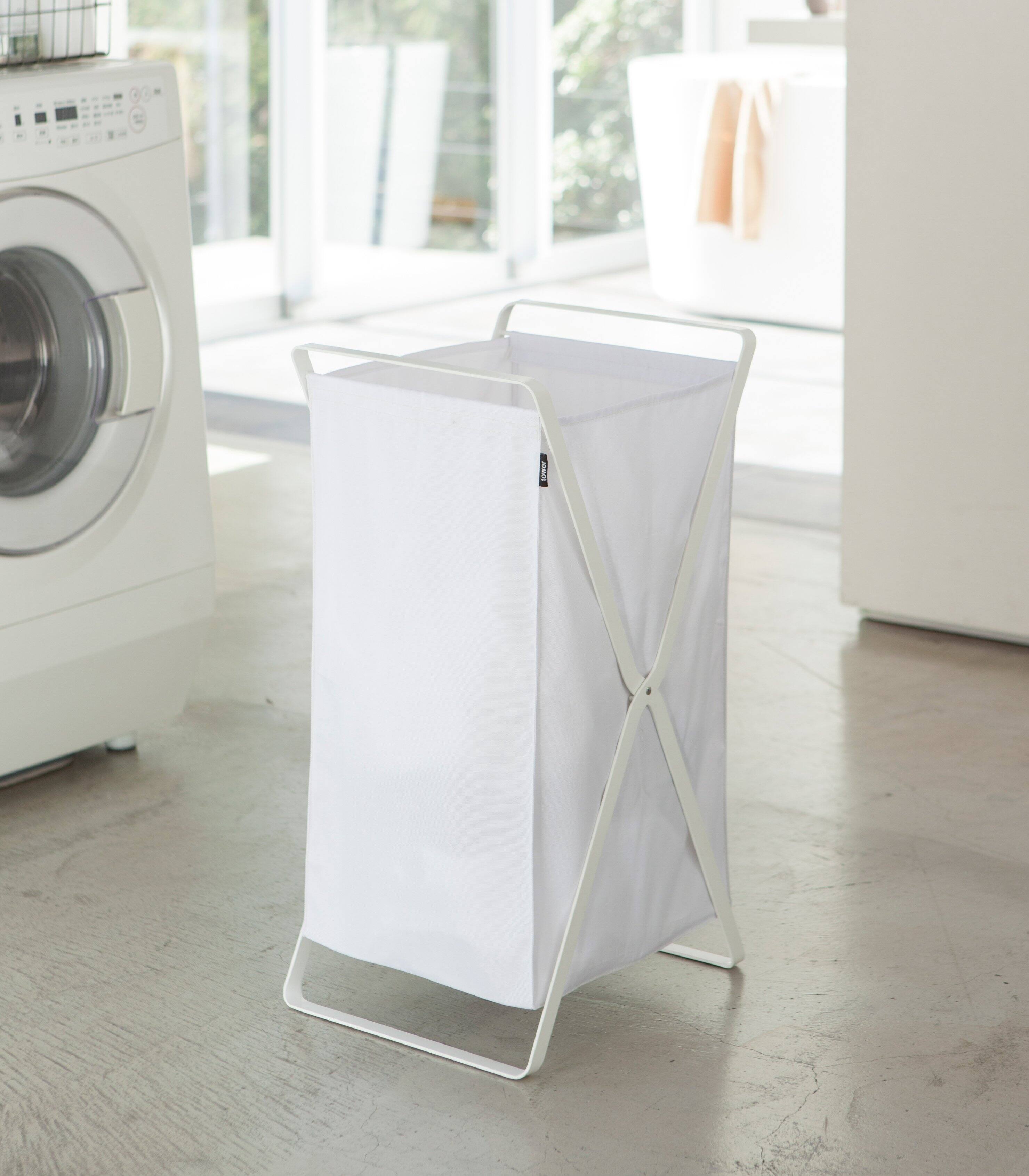 Front. Yamazaki Home - Laundry Hamper - White.