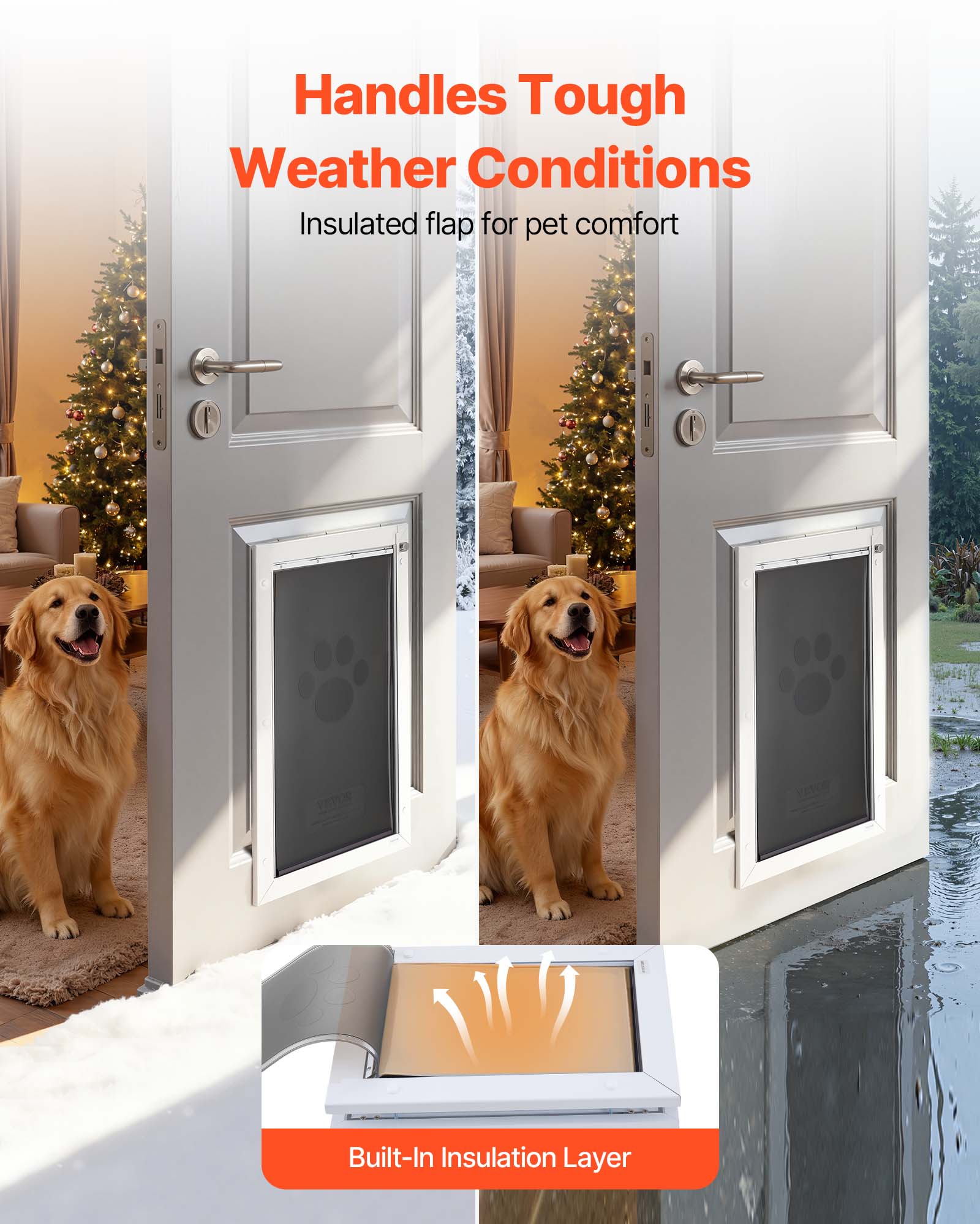 Handles Tough Weather Conditions  
Insulated flap for pet comfort  
Built-In Insulation Layer