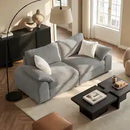ModernMate - Chenille Cloud Modular Sectional, Down-Blend Cushions, Tool-Free Assembly, Machine-Washable Covers - Gray