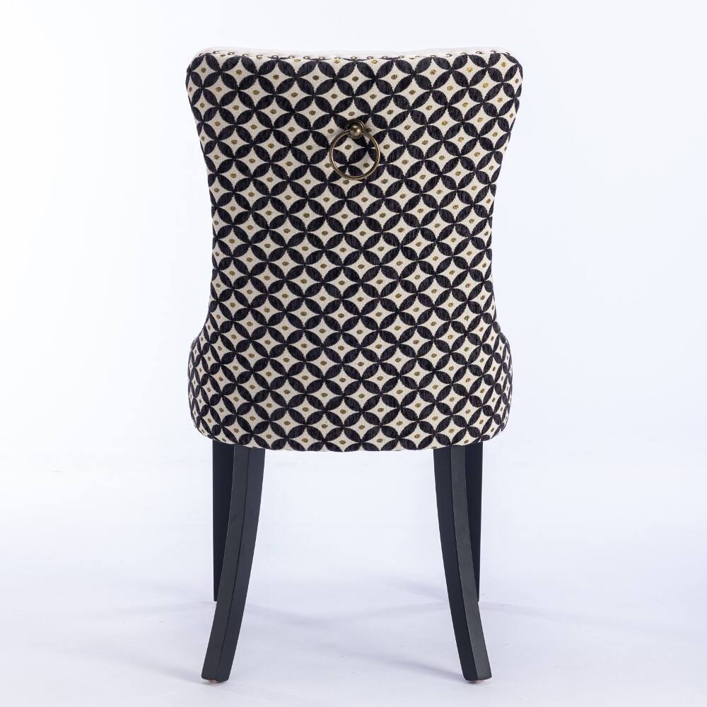 Alt View 3. Loheer - Loheer Velvet Dining Chairs Set of 2, Beige Tufted Upholstered Solid Wood High Back with Nailhead Trim - Beige.