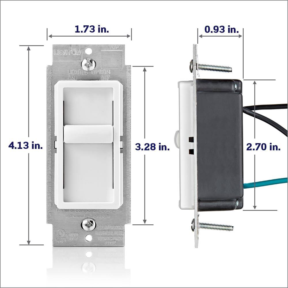 1.73 in.  
0.93 in.  
LEVITON TOP LIGHTED  
01 O1  
4.13 in.  
3.28 in.  
2.70 in.  
03N U  
5a00