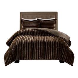 Gracie Mills - Wilfred Faux Fur Comforter Set - Chocolate