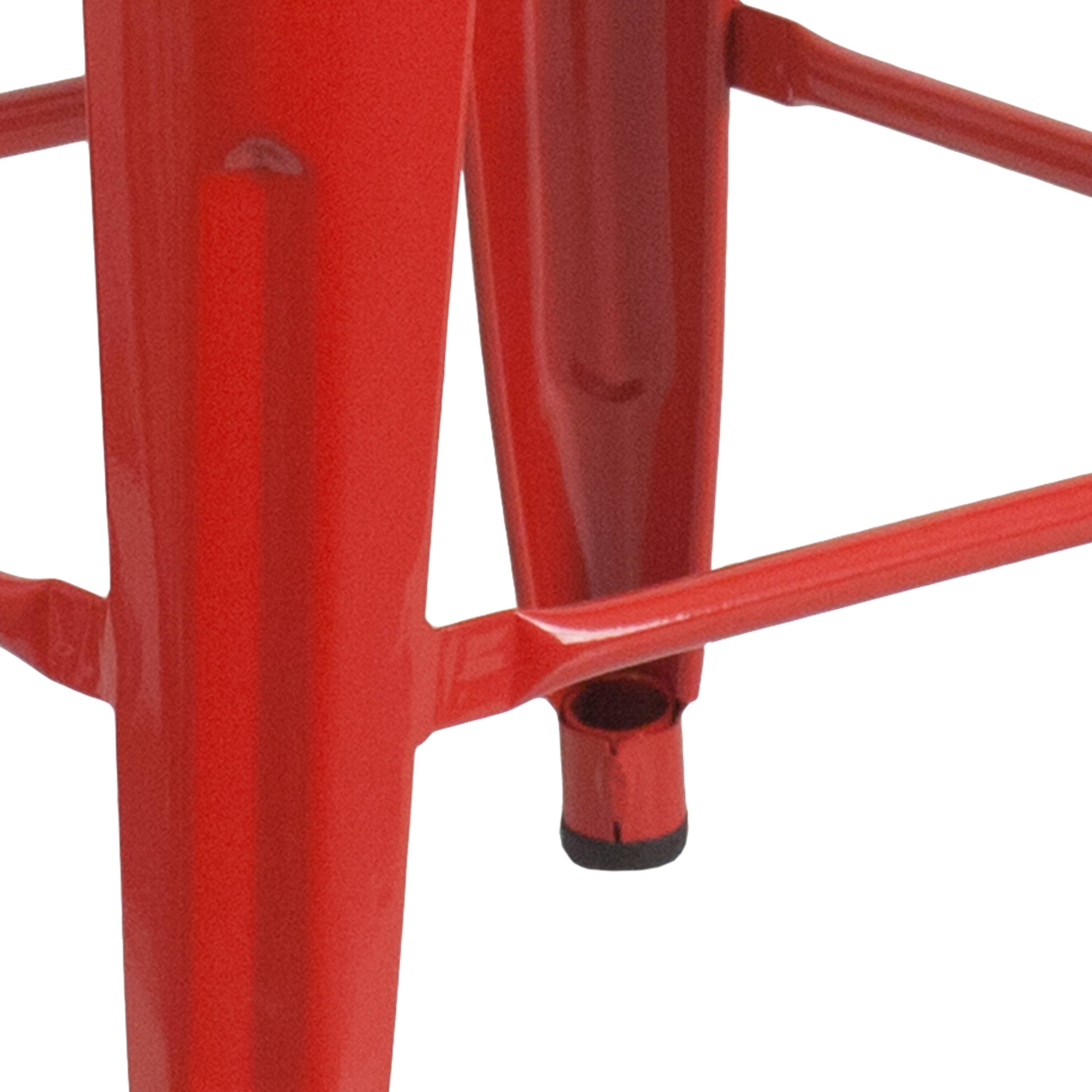 Alt View 9. Emma + Oliver - 24"H Backless Metal Counter Height Stool with Wood Seat - Red.