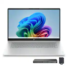 HP - Upgraded - OmniBook 3 17.3" FHD Laptop,AMD Ryzen 5 40,8GB RAM,2TB SSD+1TB Dock Set,AMD Radeon 610M,WiFi 7,Win 11 Pro - Silver