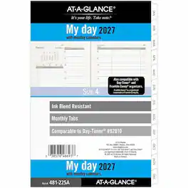 AT-A-GLANCE - Daily Planner Refill, January 2027 - December 2027, White Paper, 5 1/2" x 8 1/2" Desk Calendar
