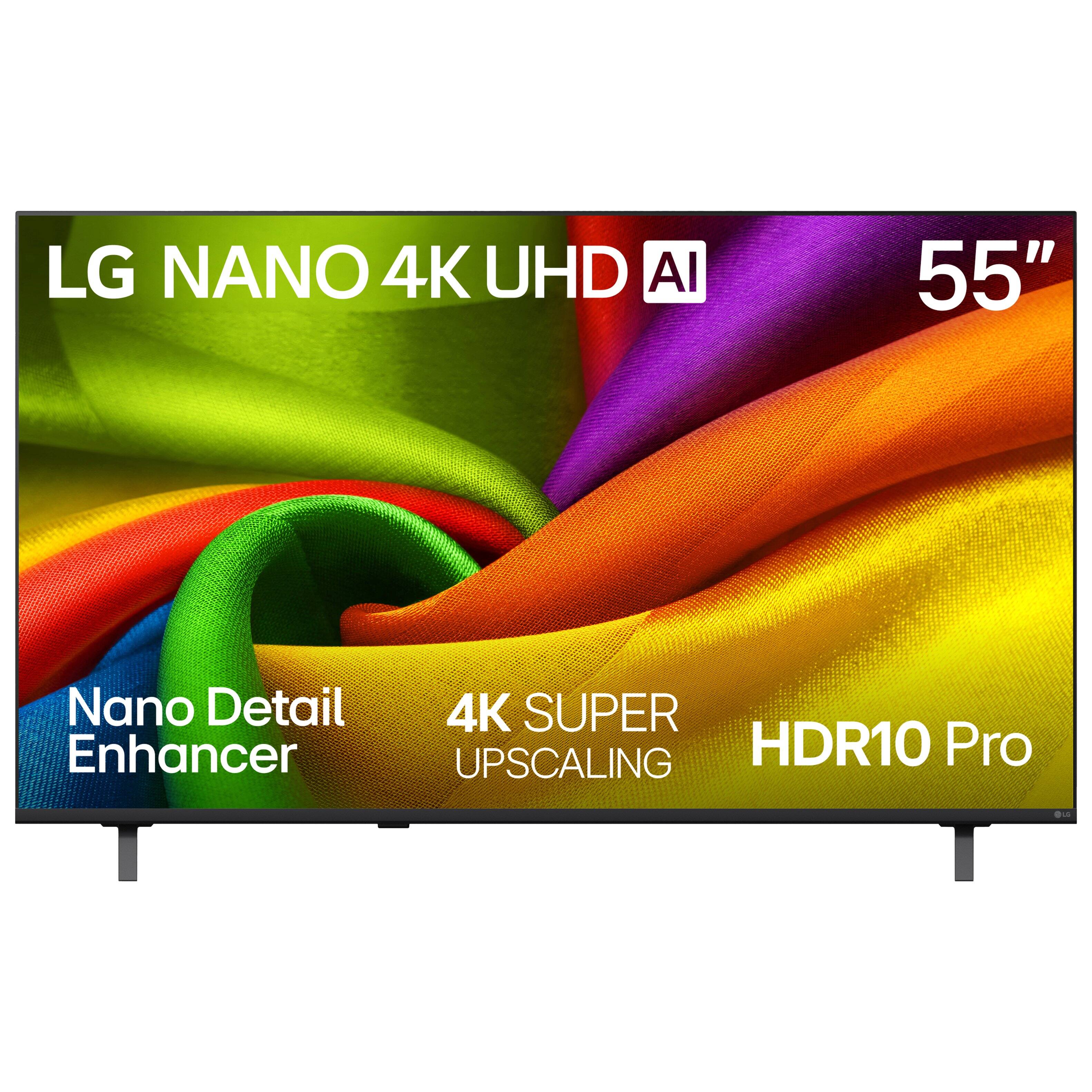 LG NANO 4K UHD AI  
55"  
Nano Detail Enhancer  
4K SUPER UPSCALING  
HDR10 Pro