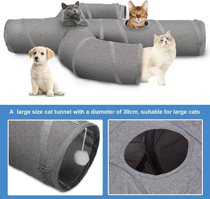 Alt View 2. Ownpets - 12" Cat Tunnel Cactus Shape Collapsible - Gray.