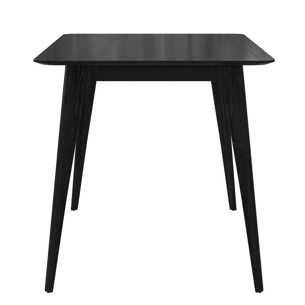Alt View 8. Loheer - Loheer Black Rectangular Dining Table, Mid-Century Modern Rubberwood Frame - Black.