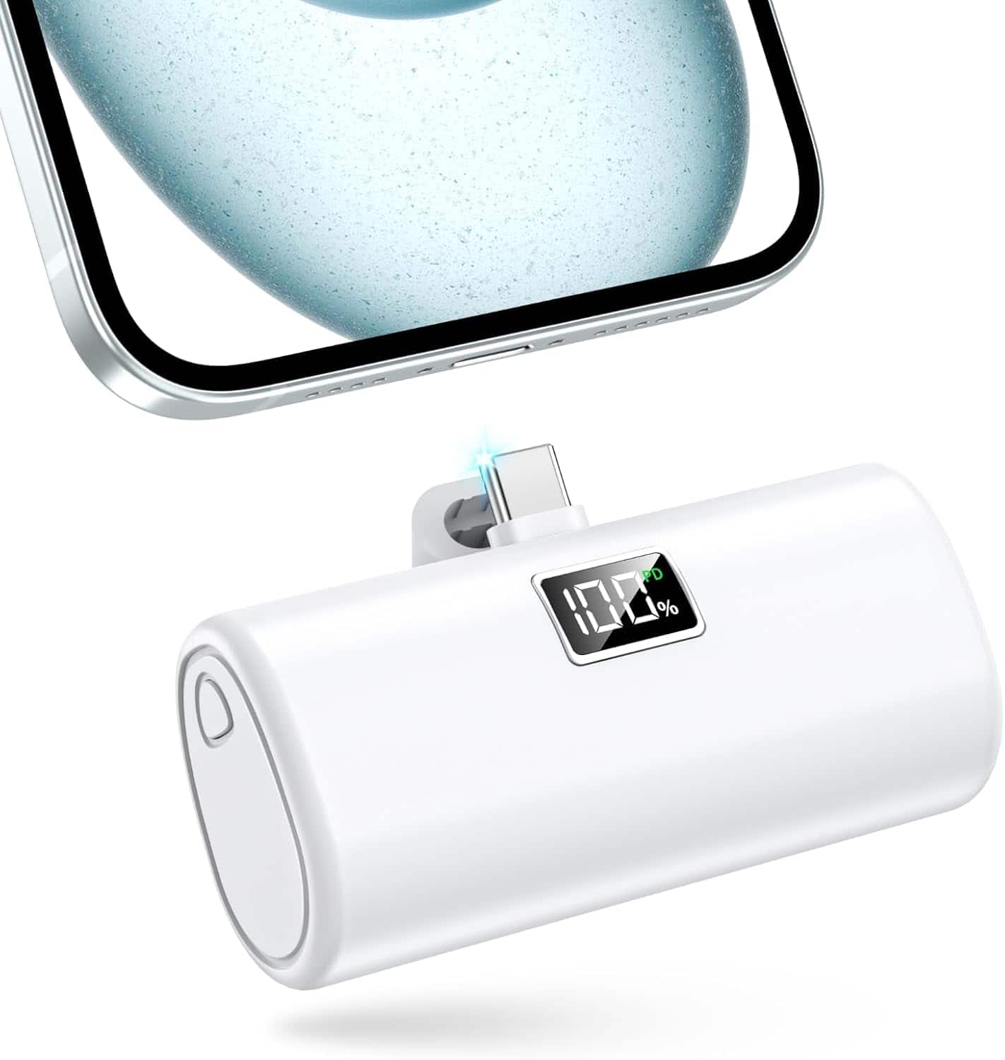 Trigiz - 20W Fast Charging 6000mAh Power Bank, USB-C Mini Portable Charger for iPhone 15/16/17/Samsung/Huawei/Android - White
