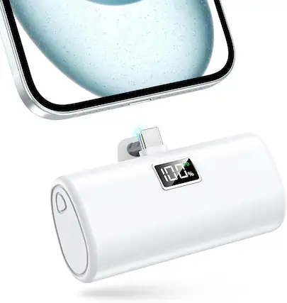 Front. Trigiz - 20W Fast Charging 6000mAh Power Bank, USB-C Mini Portable Charger for iPhone 15/16/17/Samsung/Huawei/Android - White.