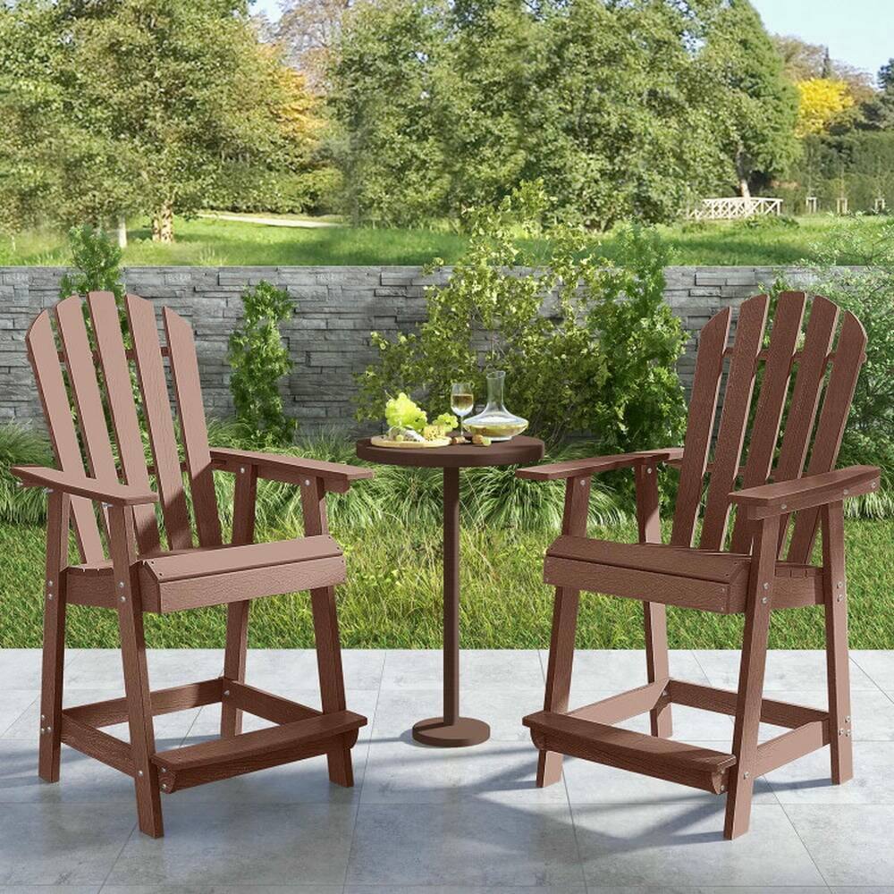 Angle. Kadyn - Folding Chairs, Patio Outside Chairs, Lawn Chairs,HDPE Patio Chair with Armrest and Footrest for Indoor Outdoor-Coffee - Brown.